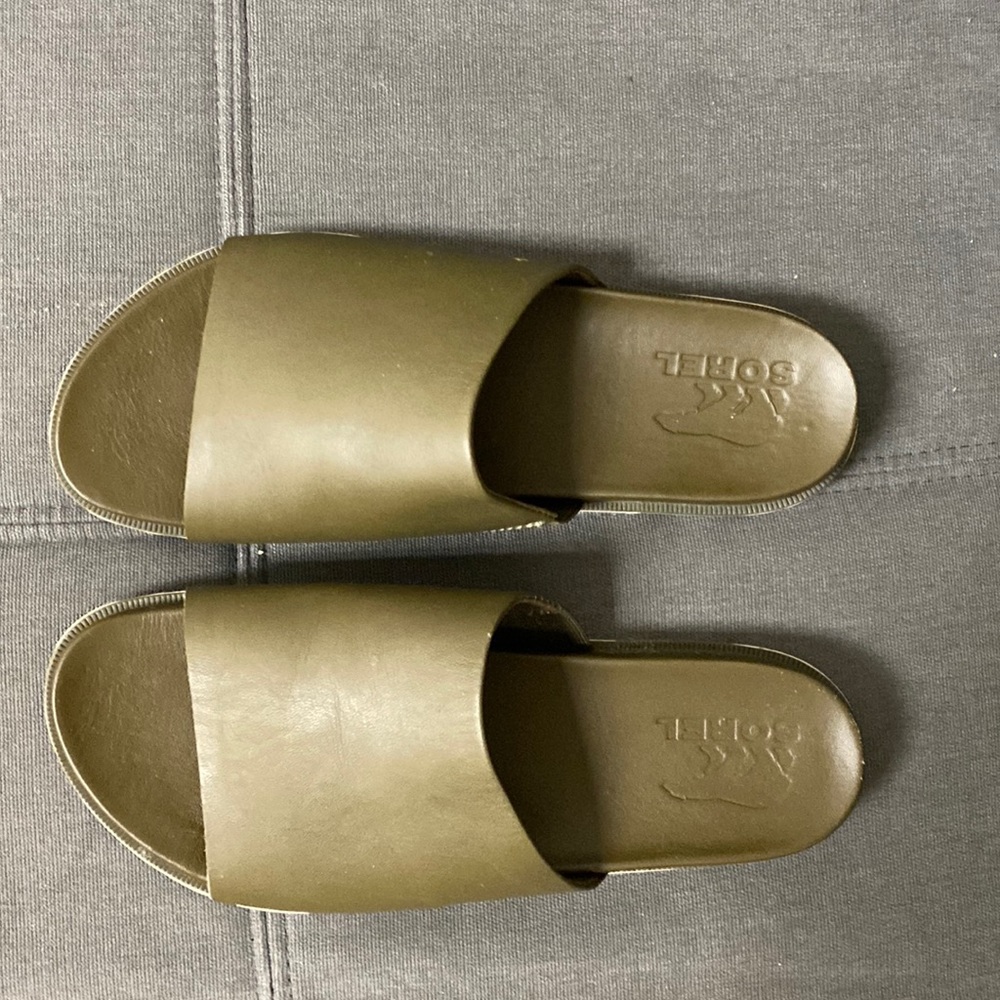 Sorel Womens Sandal Roaming Decon Slide Slip On Size 8.5 Olive Green.